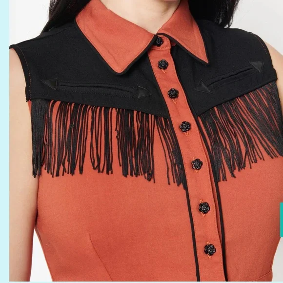 Unique Vintage Rodeo Ready Fringe Romper NWOT - Picture 2 of 4